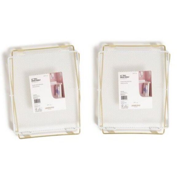 U Brands 2PK Locker Mesh Shelf Chic White & Gold Size 12" - Picture 2 of 5
